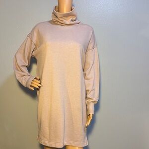 NWT Aerie Cozy Cool Beige Turtleneck Oversized Sweater Dress